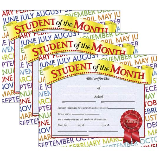 Hayes&#xAE; Student of the Month Certificate Set, 3 Packs of 30